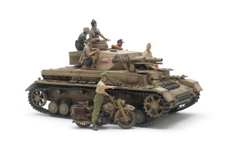 Tamiya - 1/35 Panzerkampfwagen IV Ausf.F & Motorcycle Set "North Africa" - 25208 TAMIYA 1/35 MILITARY