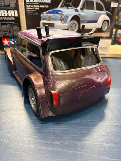 Tamiya (Ex-Display with hop-us) - MB01 Mini Cooper Wide Arch Airbrushed Built Kit - With Upgraded Motor, ESC & Servo (needs radio, battery and charger to complete) M-Chassis 1/10th