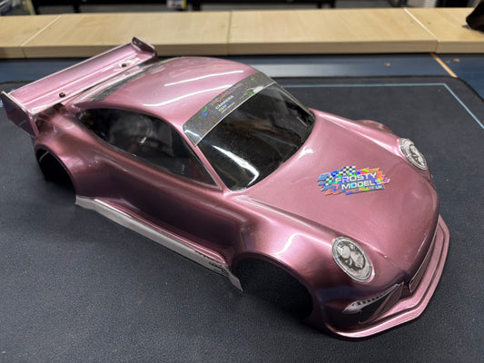 1/12 Porsche Body - Anodised Pink GT12 Atom Body 201mm wheelbase by 164mm wide (With stick kit applied)