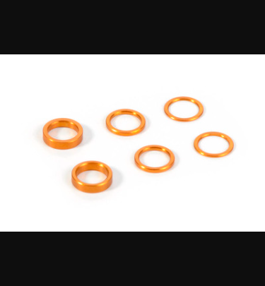 Xray - Xray Spare Parts SET OF ALU SHIMS 6.37x8.4MM (0.5MM, 1.0MM, 2.0MM) - ORANGE - XR375090-O