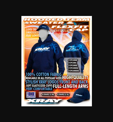 Xray - Xray Spare Parts XRAY SWEATER HOODED - BLUE (XXL) - XR395500XXL