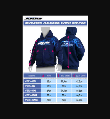 Xray - Xray Spare Parts XRAY SWEATER HOODED WITH ZIPPER - BLUE (M) - XR395600M