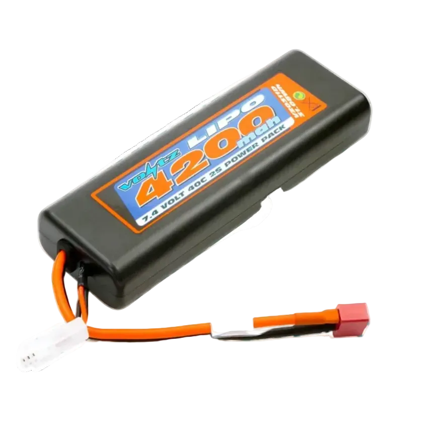 VOLTZ - RC CAR 4200MAH ROUND/OVAL CASE 2S 40C 7.4V LIPO STICK PACK W/DEANS (FITS TT01E) VZ0311D