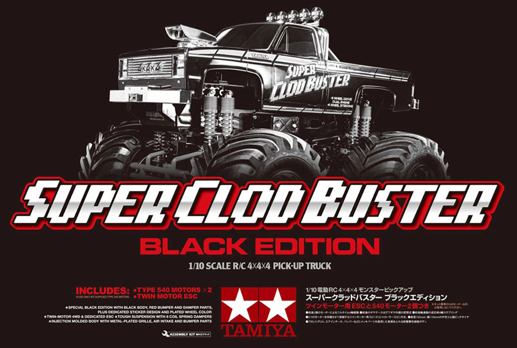 TAMIYA - 47432 SUPER CLOD BUSTER Black Edition - 1/10 4WD OFF ROAD TRUCK - W/MOTORS & ESC