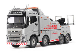 Tamiya - Volvo FH16 Globetrotter 750 8x4 Tow Truck with Silver Pre-Painted Body Components - 47528 TAMIYA TRUCKS/TANKS