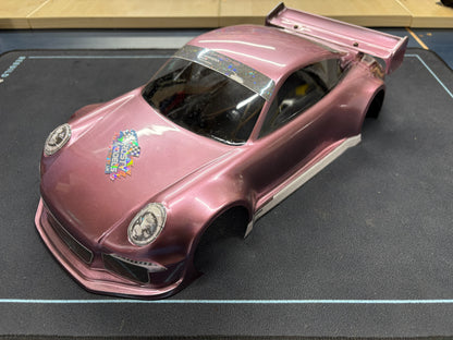 1/12 Porsche Body - Anodised Pink GT12 Atom Body 201mm wheelbase by 164mm wide (With stick kit applied)