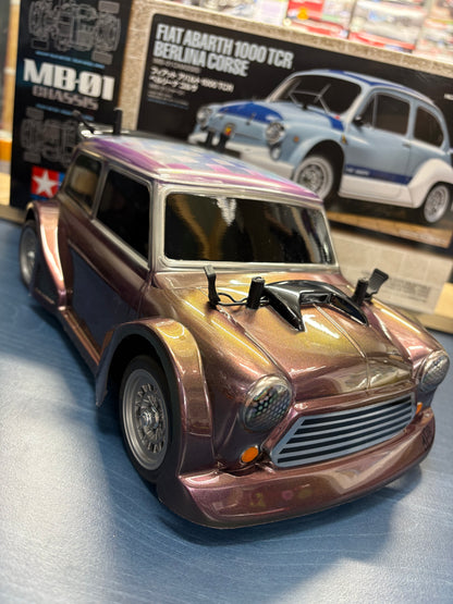 Tamiya (Ex-Display with hop-us) - MB01 Mini Cooper Wide Arch Airbrushed Built Kit - With Upgraded Motor, ESC & Servo (needs radio, battery and charger to complete) M-Chassis 1/10th