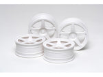 Tamiya - 24MM 5-SPOKE 1/10 RC Car WHEELS 4PCS - White - 26mm Wide (0-offset) - 53471