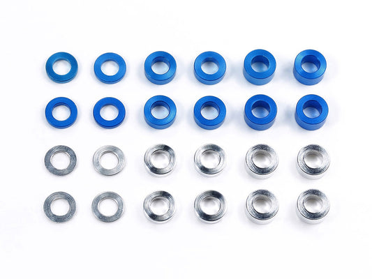 Tamiya Official - Spacers 3mm I.D (0.5, 1, 1.5, 2, 2.5mm Thickness) ALUMINUM SPACER - 53539