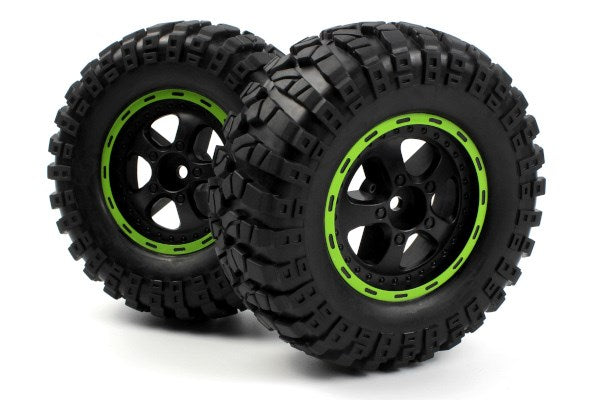 BLACKZON - Smyter Desert Wheels/Tires Assy (Blk/Green/2pcs) - 540183