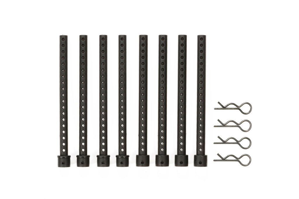 TAMIYA 54604 - TT01E & TT02 / M06 BODY MOUNT EXTENSIONS 9CM TALL X8 POSTS & (Euro Truck FAT FOX BUGGYRA) + 4 Clips