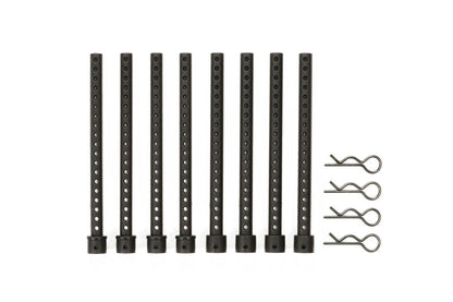 TAMIYA 54604 - TT01E & TT02 / M06 BODY MOUNT EXTENSIONS 9CM TALL X8 POSTS & (Euro Truck FAT FOX BUGGYRA) + 4 Clips