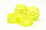 TAMIYA - 54850 1/10 CAR MESH WHEELS - FLUR YELLOW (4PCS / +2 MM OFFSET)