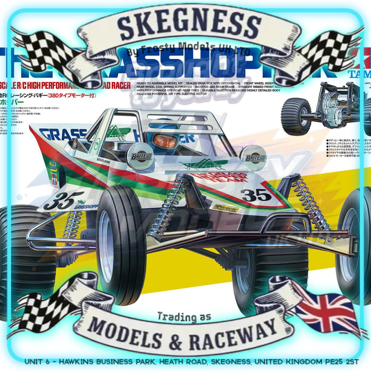 Tamiya - 1/10 RC Buggy Kit The Grasshopper 2005 - 58346 (ESC & Motor Included - Requires Radio, Servo, Battery, Charger, PS Spray & Assembly)