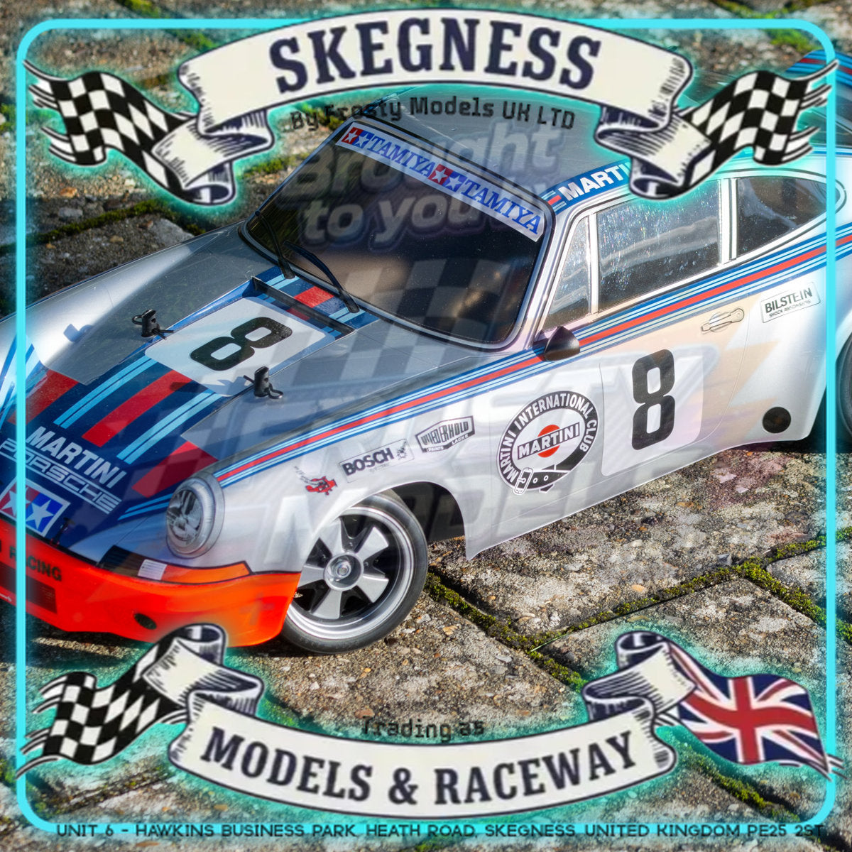 Tamiya - 1/10 RC Car Kit Porsche 911 Carrera RSR Martini (TT-02) - 58571 (ESC & Motor Included - Requires Radio, Servo, Battery, Charger, PS Spray & Assembly)