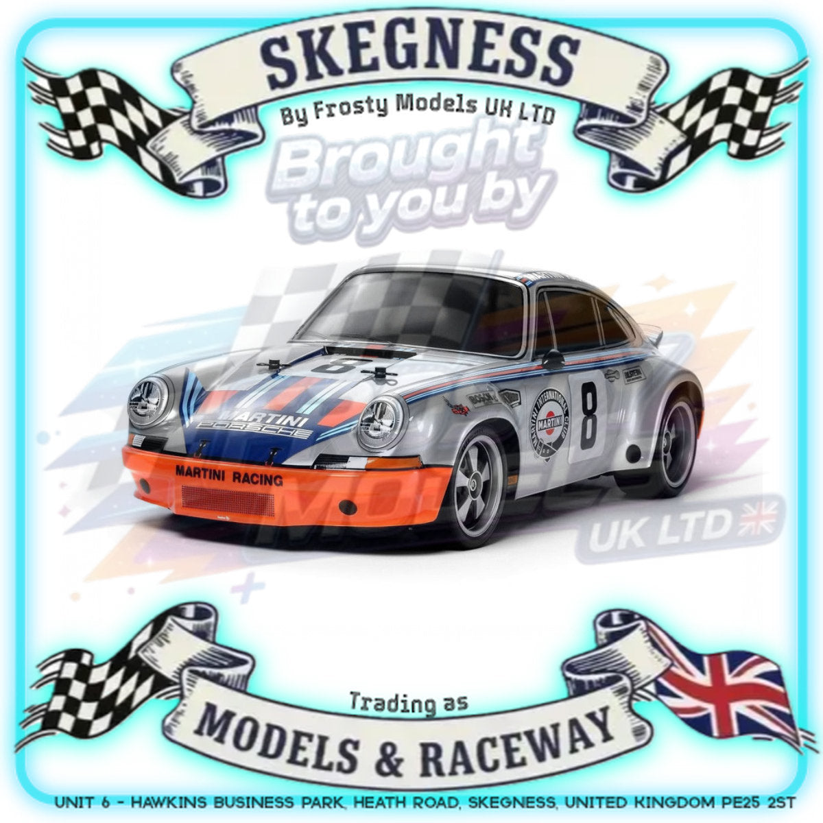 Tamiya - 1/10 RC Car Kit Porsche 911 Carrera RSR Martini (TT-02) - 58571 (ESC & Motor Included - Requires Radio, Servo, Battery, Charger, PS Spray & Assembly)