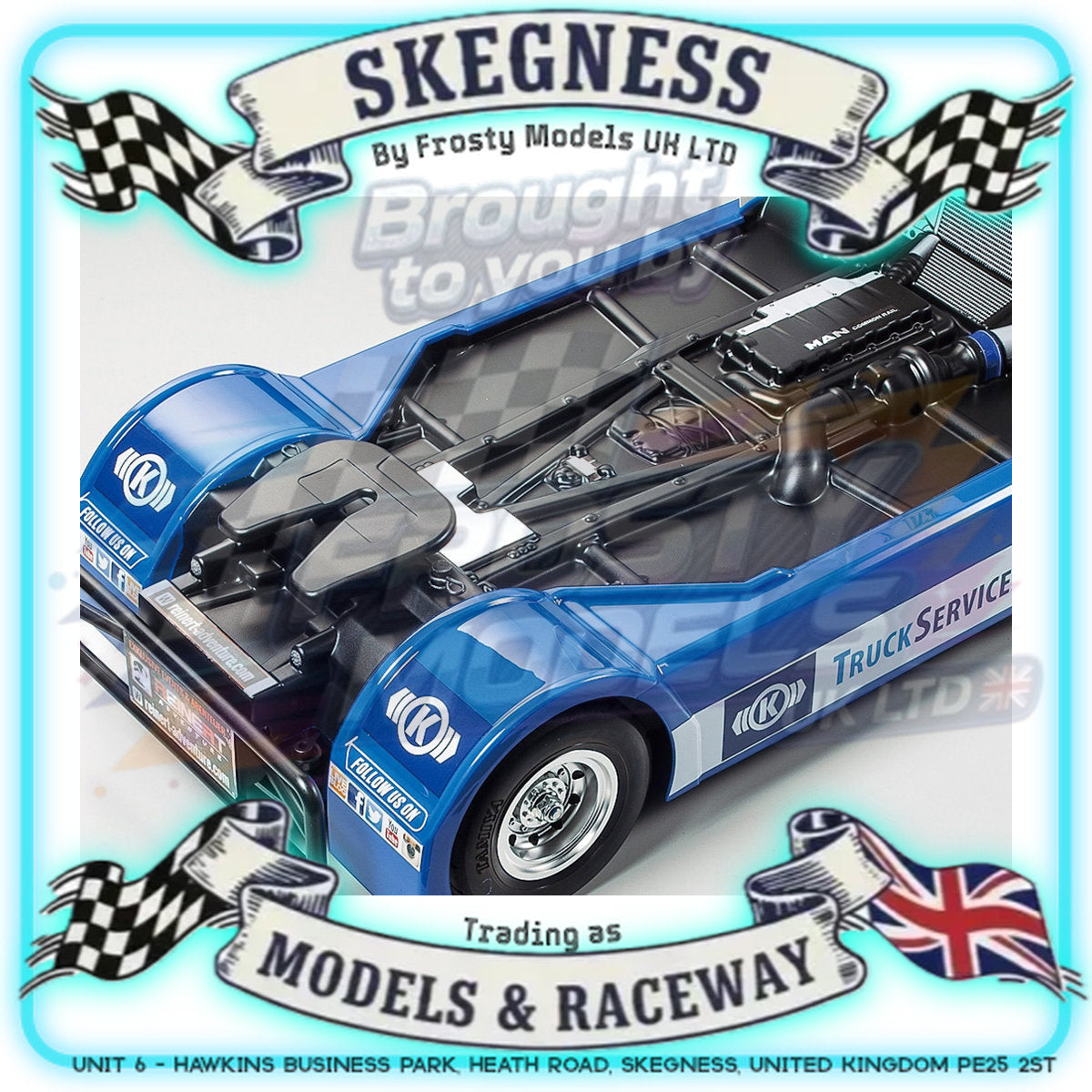 Tamiya - 1/14 RC Euro Truck Kit Team Hahn Racing MAN TGS (TT-01E) - 58632 (ESC & Motor Included - Requires Radio, Servo, Battery, Charger, PS Spray & Assembly)