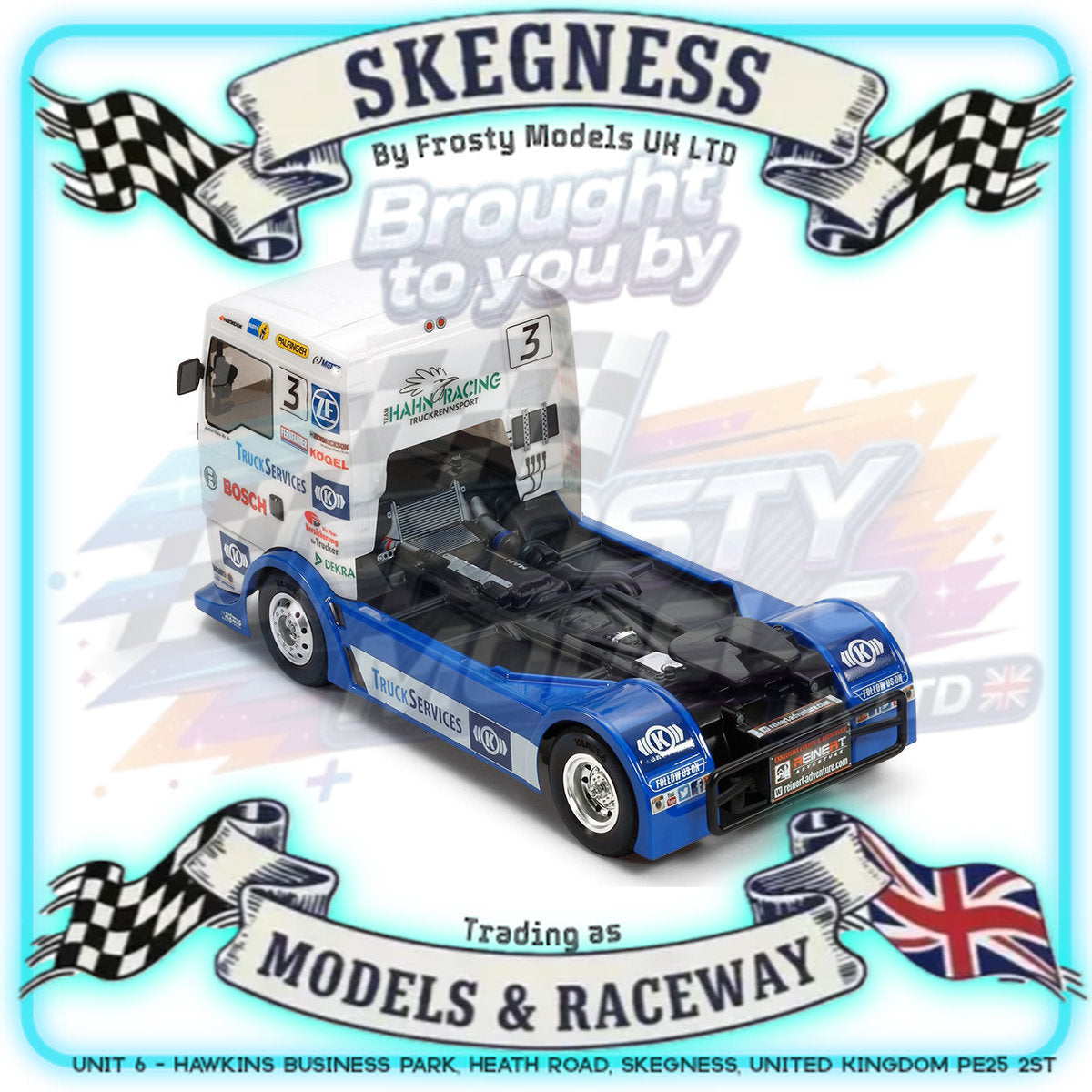 Tamiya - 1/14 RC Euro Truck Kit Team Hahn Racing MAN TGS (TT-01E) - 58632 (ESC & Motor Included - Requires Radio, Servo, Battery, Charger, PS Spray & Assembly)