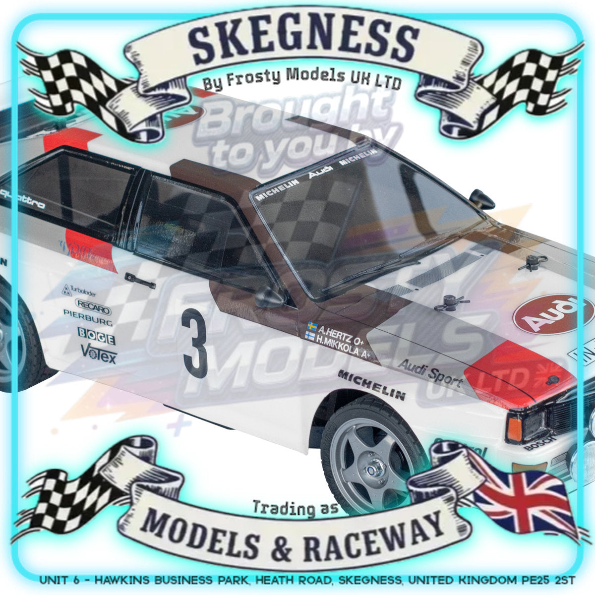 Tamiya - 1/10 RC Car Kit Audi Quattro Rally A2 (TT-02) - 58667 (ESC & Motor Included - Requires Radio, Servo, Battery, Charger, PS Spray & Assembly)