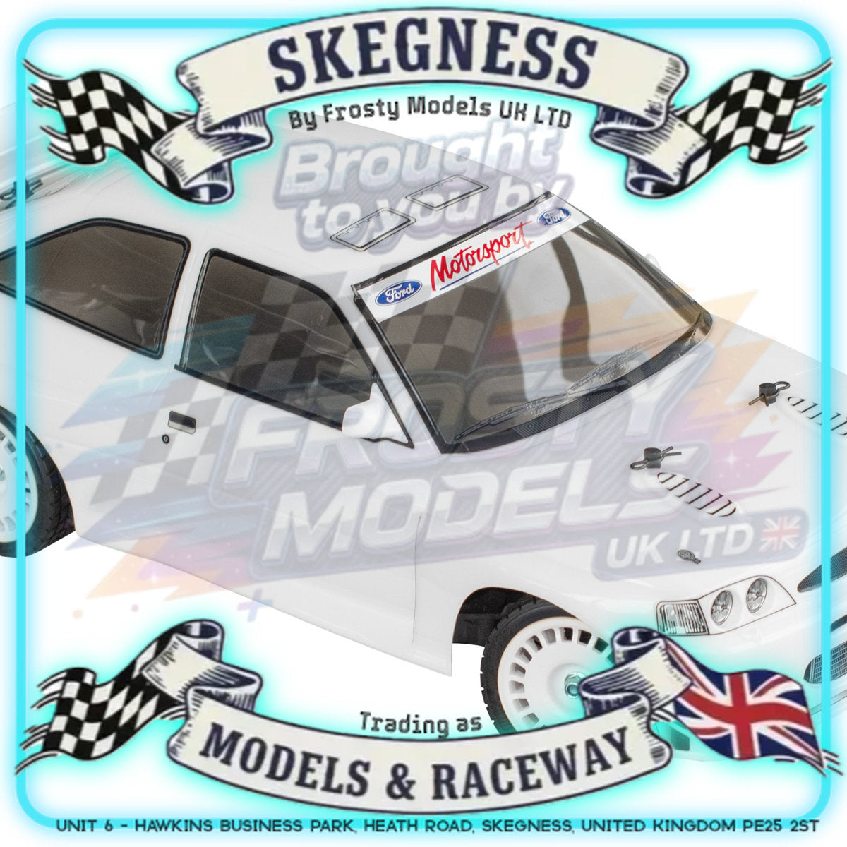Tamiya - 1/10 RC Car Kit Ford Escort Cosworth 1998 (TT-02) - 58691 (ESC & Motor Included - Requires Radio, Servo, Battery, Charger, PS Spray & Assembly)