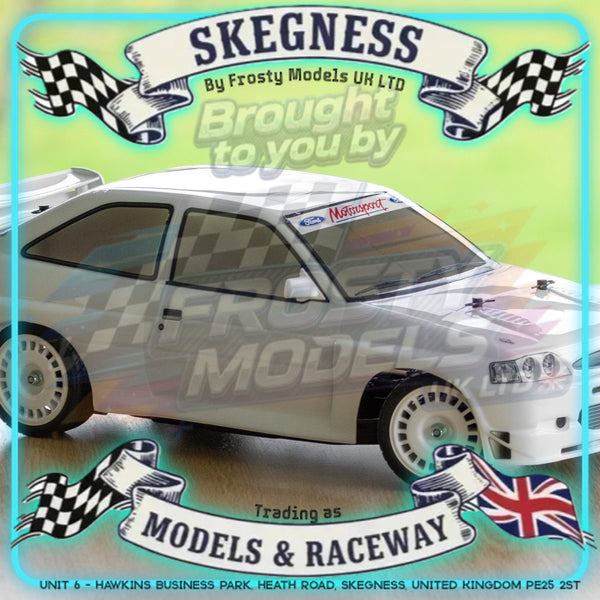 Tamiya - 1/10 RC Car Body - Combo Clear Lexan Deal, Ford Escort Cosworth, Spoiler & Stickers Official - Unpainted