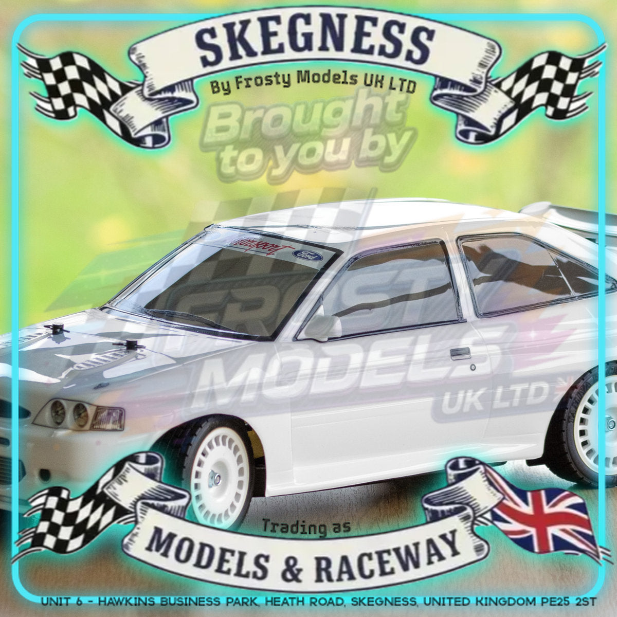 Tamiya - 1/10 RC Car Kit Ford Escort Cosworth 1998 (TT-02) - 58691 (ESC & Motor Included - Requires Radio, Servo, Battery, Charger, PS Spray & Assembly)