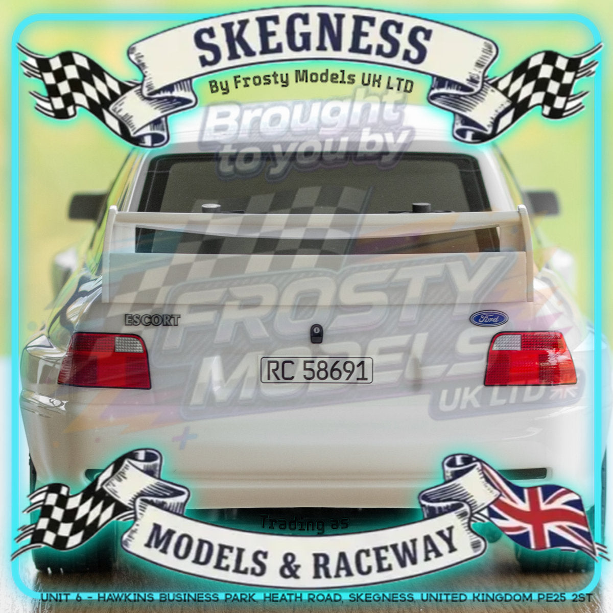 Tamiya - 1/10 RC Car Kit Ford Escort Cosworth 1998 (TT-02) - 58691 (ESC & Motor Included - Requires Radio, Servo, Battery, Charger, PS Spray & Assembly)
