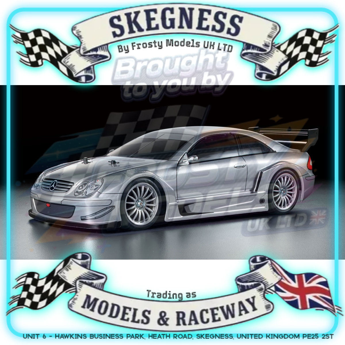 Tamiya - 1/10 RC Car Kit Mercedes CLK AMG '02 TT-02 - 58722 (ESC & Motor Included - Requires Radio, Servo, Battery, Charger, PS Spray & Assembly)