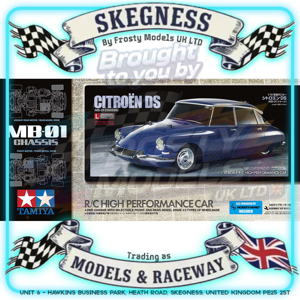 Tamiya - 1/10 RC Car M-Chassis Kit Citroen DS (MB-01) - 58734 (ESC & Motor Included - Requires Radio, Servo, Battery, Charger, PS Spray & Assembly)