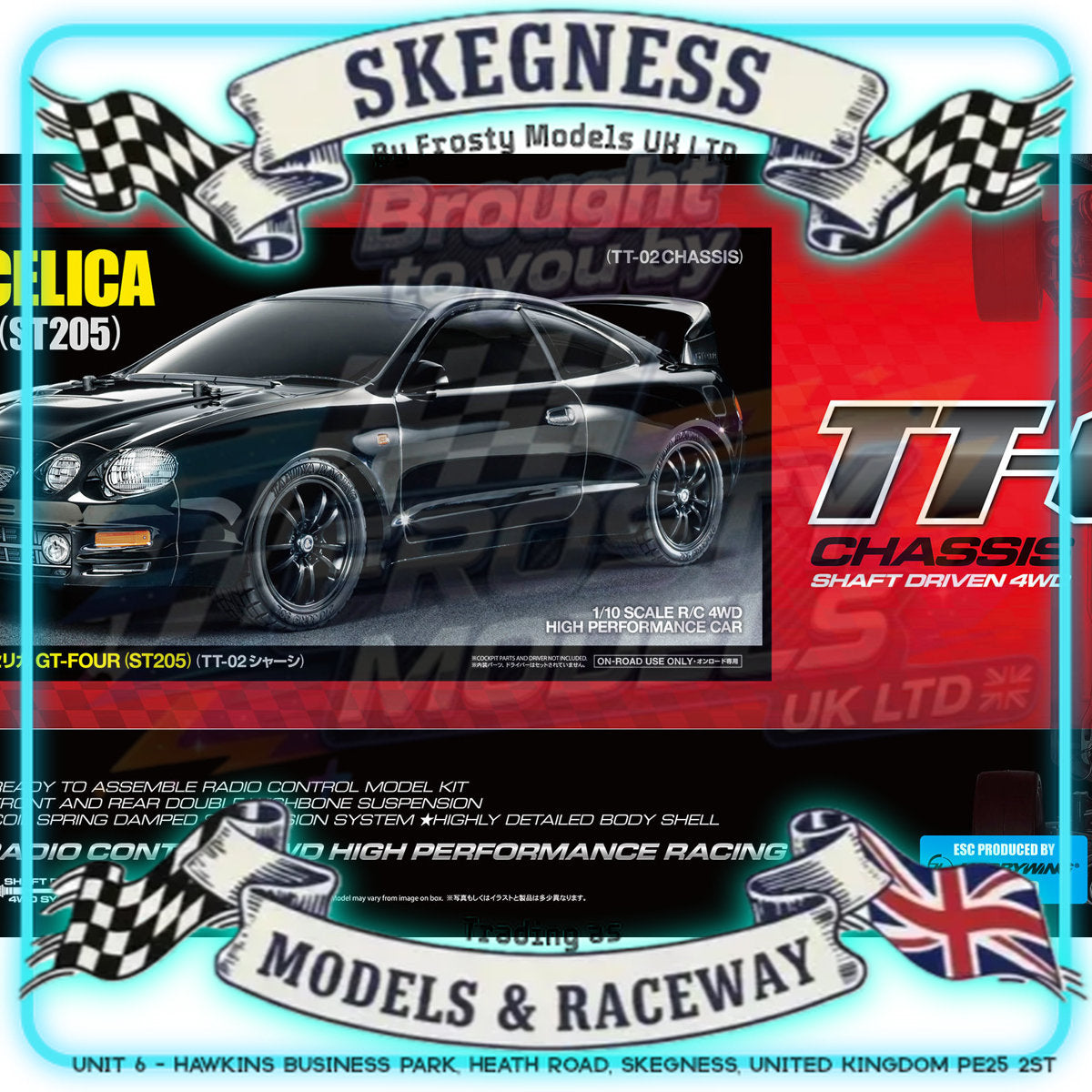 Tamiya - 1/10 RC Car Kit Toyota GT-FOUR (ST205) (TT-02) - 58743 (ESC & Motor Included - Requires Radio, Servo, Battery, Charger, PS Spray & Assembly)
