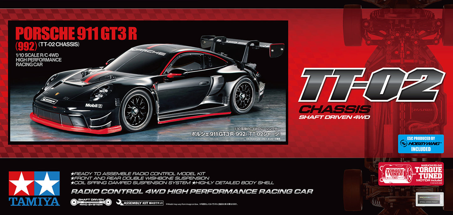 TAMIYA 58745 - Porsche 911 GT3 R (992) TT02 RC Touring Car 1/10 (INC'S MOTOR & ESC ONLY)