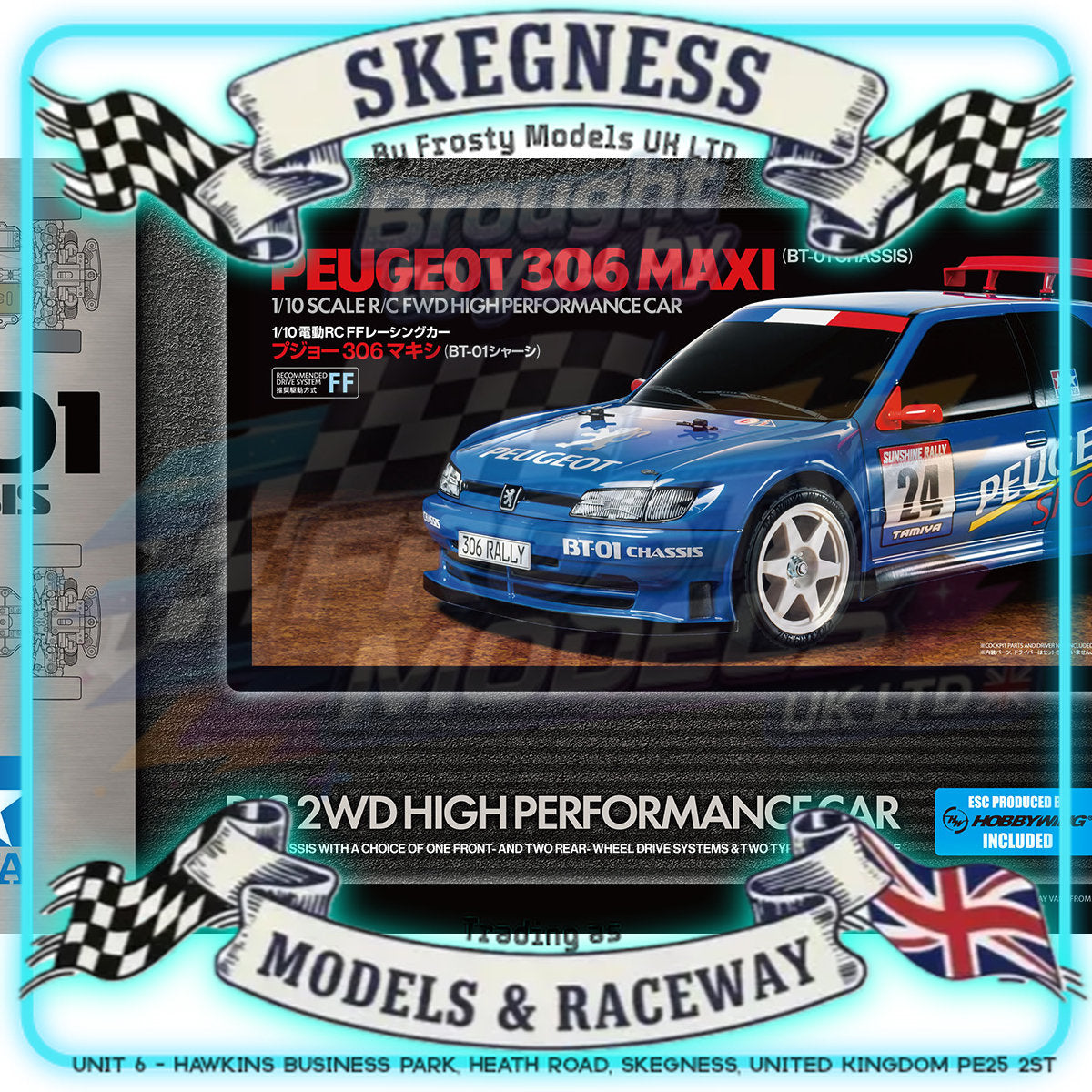 Tamiya - 1/10 RC Car Kit Peugeot 306 Maxi (BT-01) - 58746 (ESC & Motor Included - Requires Radio, Servo, Battery, Charger, PS Spray & Assembly)