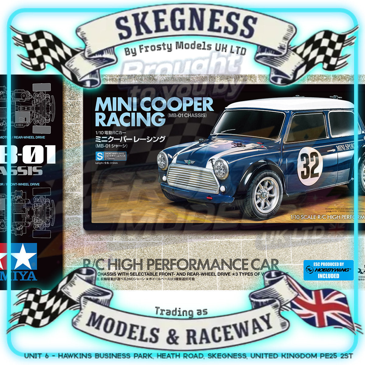 Tamiya - 1/10 RC Car M-Chassis Kit Mini Cooper Racing (MB-01) - 58747 (ESC & Motor Included - Requires Radio, Servo, Battery, Charger, PS Spray & Assembly)