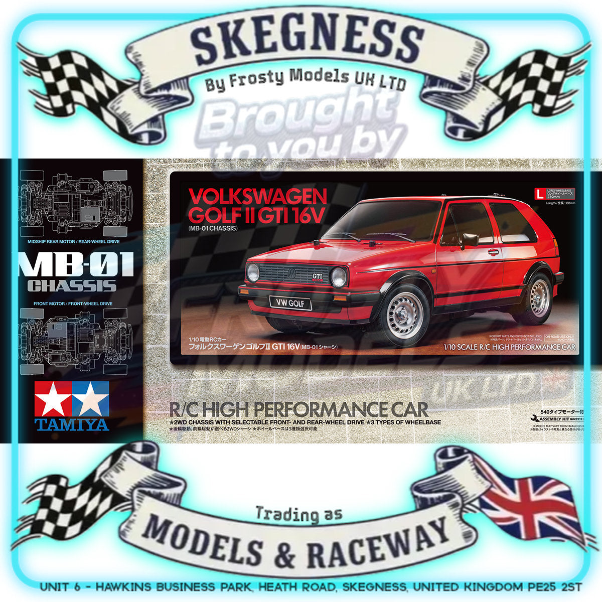 Tamiya - 1/10 RC Car M-Chassis Kit VW Golf II GTI 16V (MB-01) - 58748 (ESC & Motor Included - Requires Radio, Servo, Battery, Charger, PS Spray & Assembly)