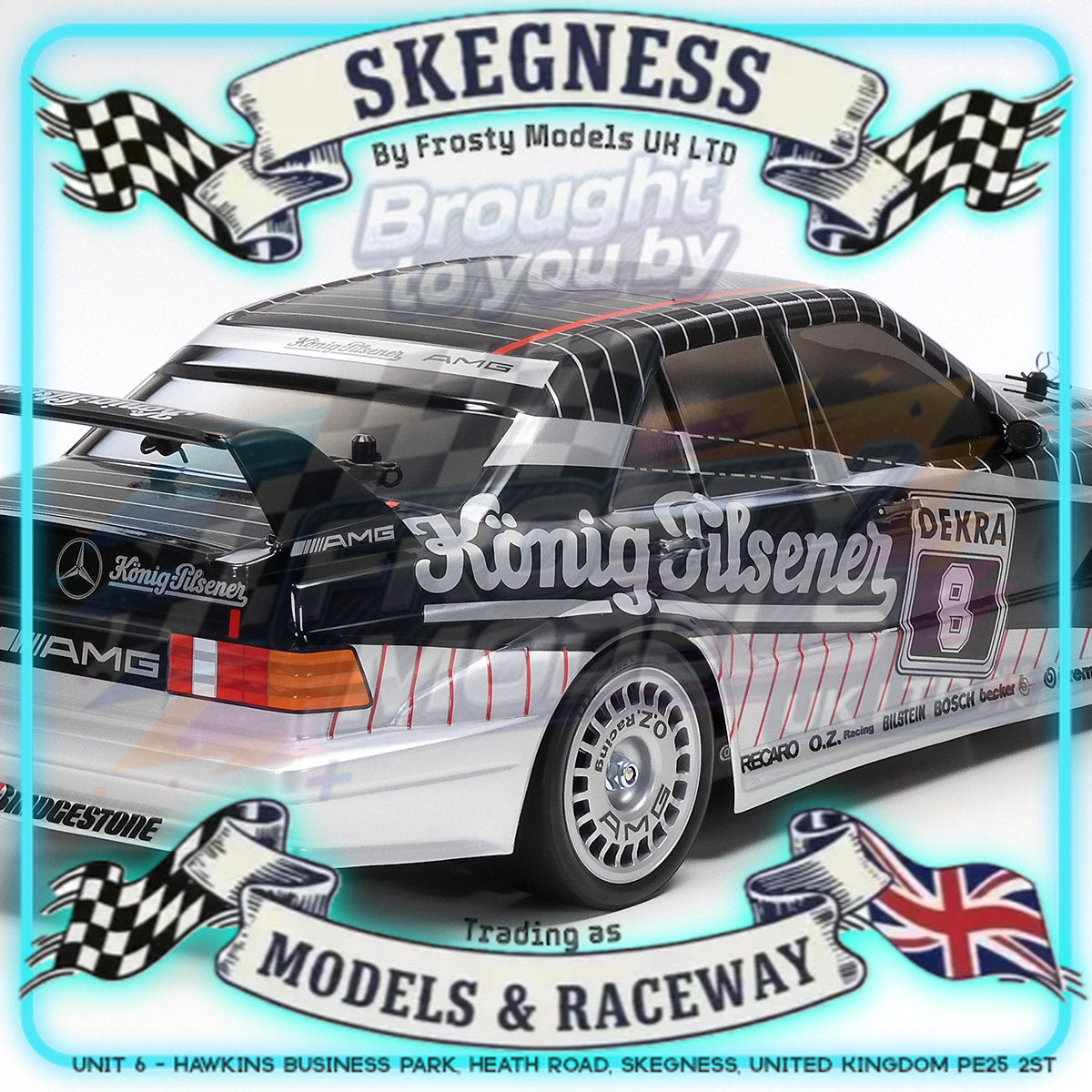 Tamiya - 1/10 RC Car Kit TT02 Mercedes-Benz 190 E 2.5-16 EVO II 1991 - 58752 (ESC & Motor Included - Requires Radio, Servo, Battery, Charger, PS Spray & Assembly)