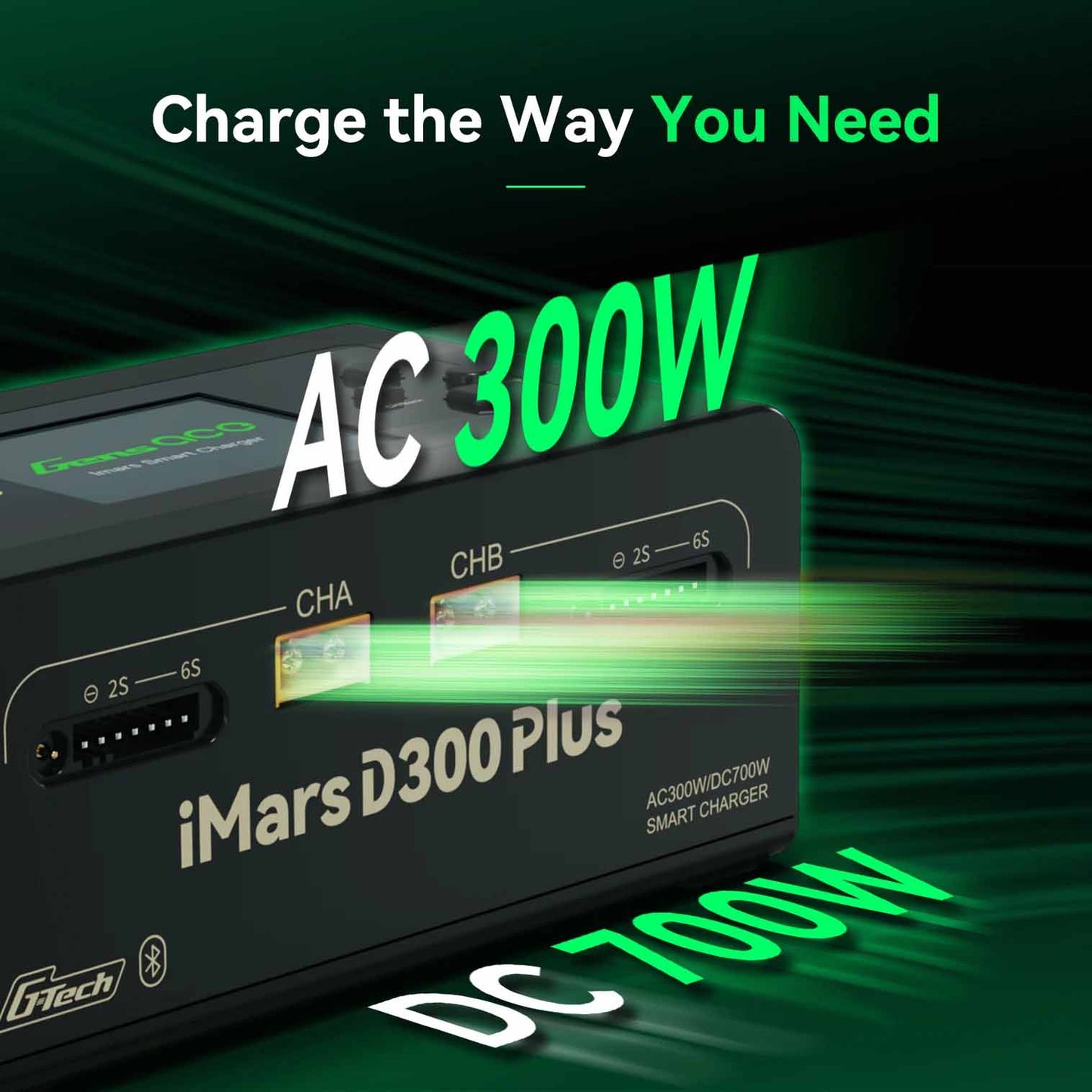 GensAce - Lipo LiHV RC Battery Charger iMars D300 PLUS Dual Channel (UK) White - GEA300WPLUS-WUK