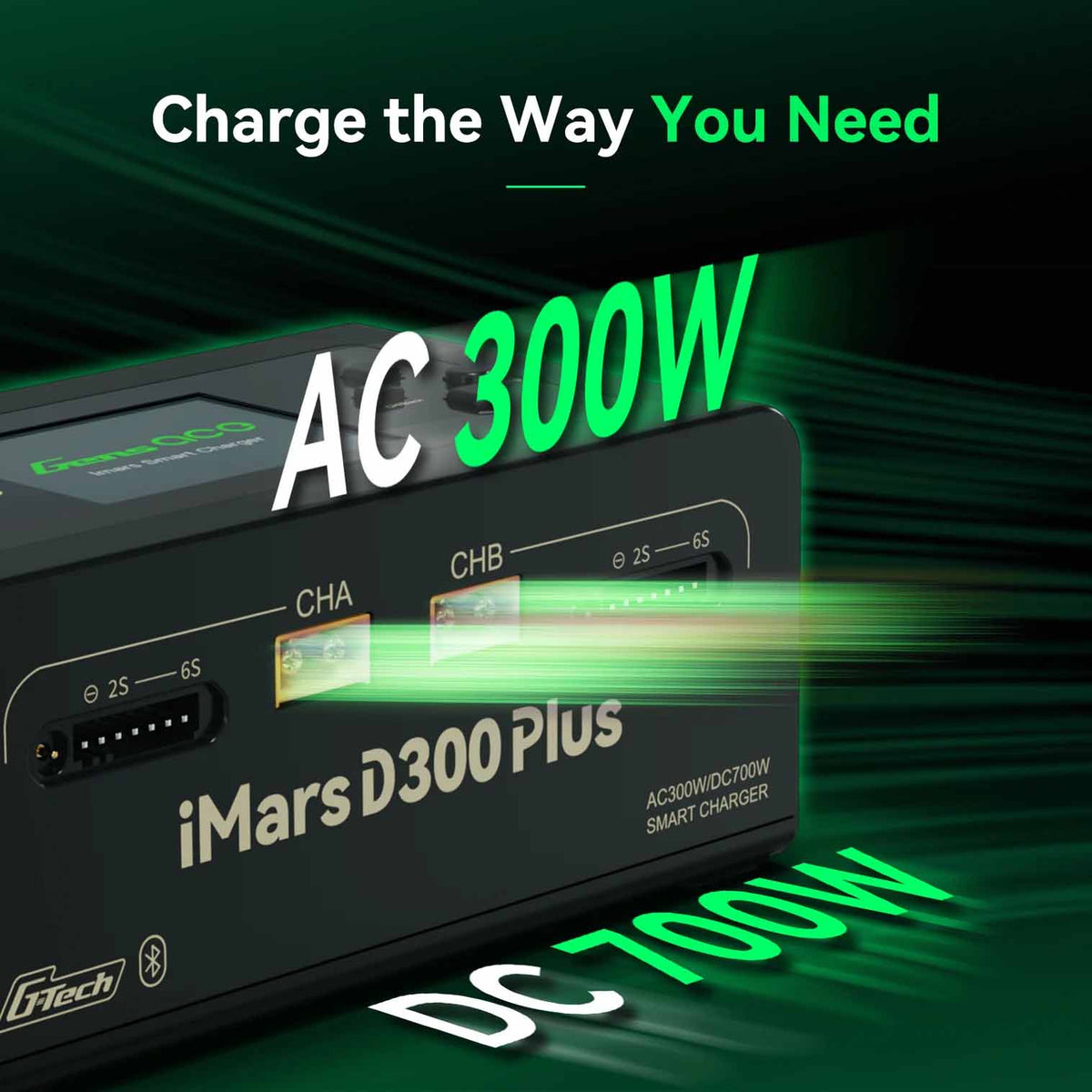 GensAce - Lipo LiHV RC Battery Charger iMars D300 PLUS Dual Channel (UK) White - GEA300WPLUS-WUK
