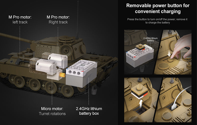 CADA BLOCK SET - (Supplier Order) RC Functioning 1:35 Panther Tank Model - 907pcs - C61073W