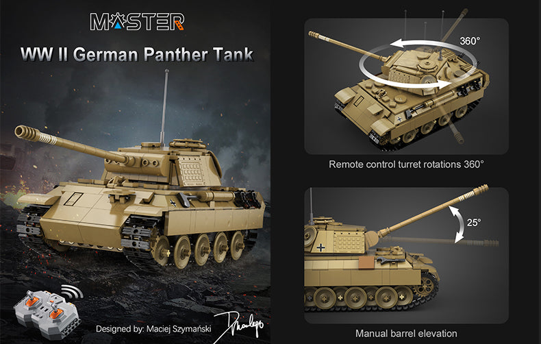 CADA BLOCK SET - (Supplier Order) RC Functioning 1:35 Panther Tank Model - 907pcs - C61073W