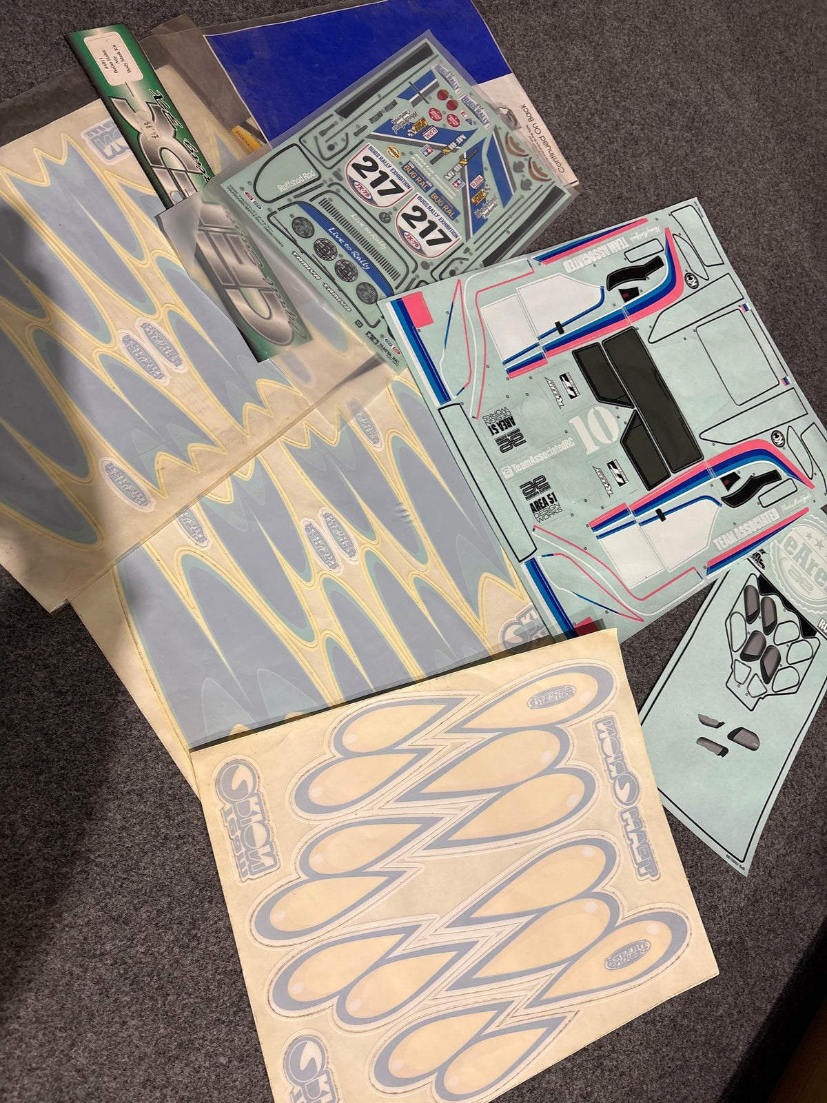 Job lot RC stickers sheets - Orion, Team associated and Tamiya