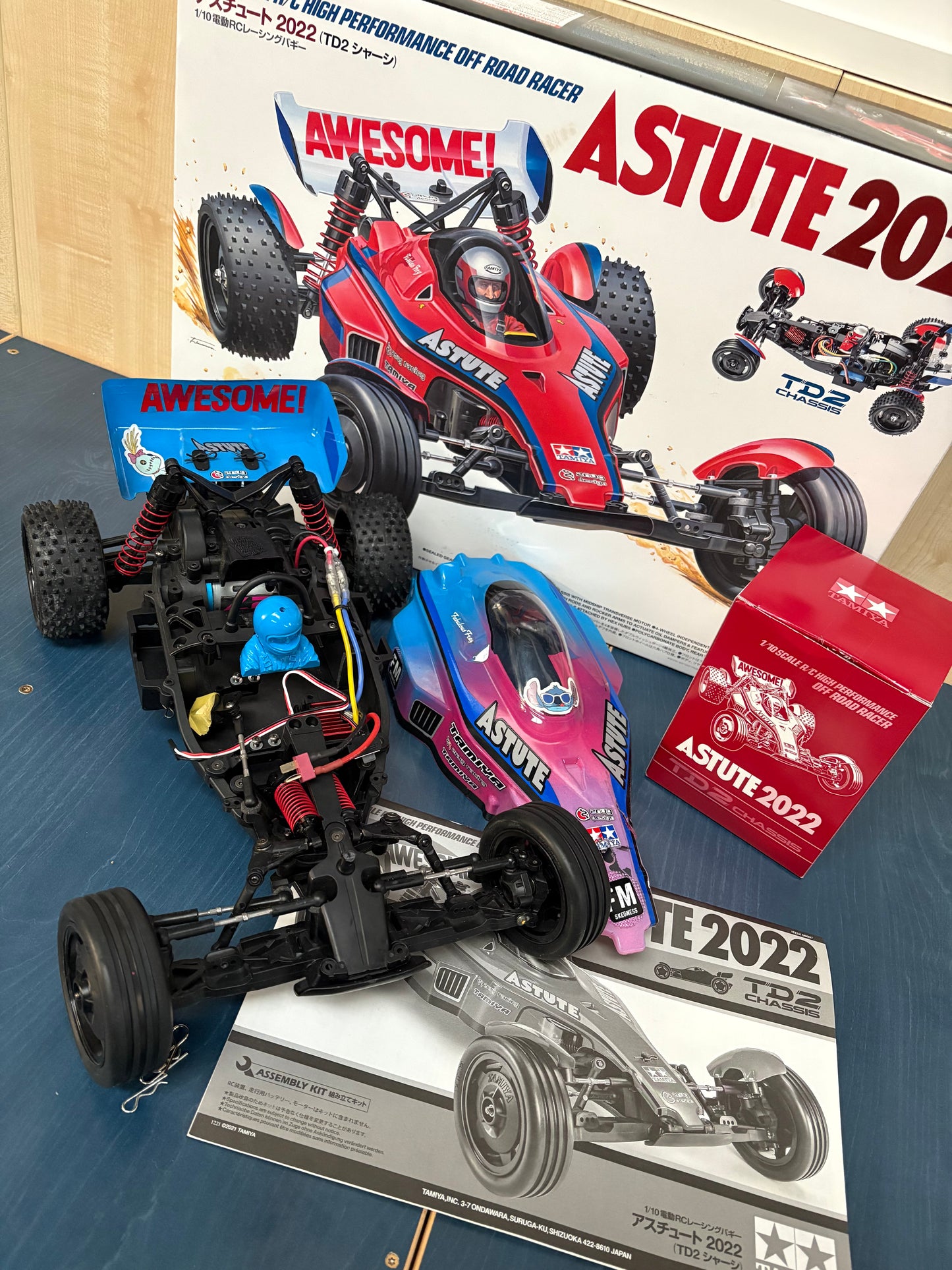 Used - TAMIYA 58697  - RC ASTUTE 2022 (TD2) - 1/10 Pro RC 2WD BUGGY PINK/BLUE(Comes with Motor & ESC - Needs Radio, Servo, Battery, Charger & ESC)