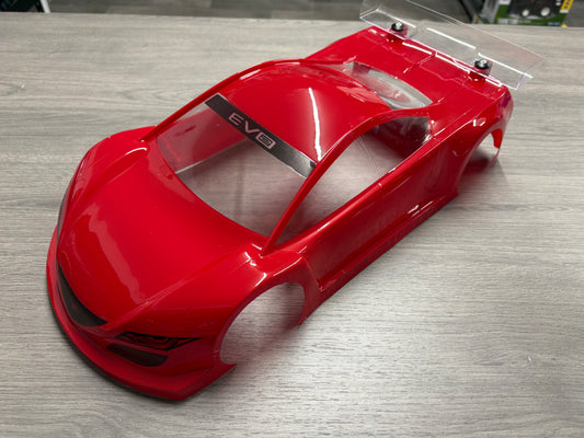 MONTECH - Pre Painted RED- EVO 2 - RC CAR BODY 1/10 TC - Lightweight - 190MM (Read Description)