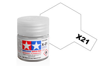 Tamiya - Acrylic Mini X-21 Flat Base - 81521 TAMIYA MINI ACRYLIC