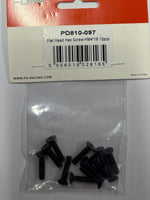 PD RACING SPARES - 1/10TH TK10 & TR10 - Flat Head Hex Screw HM4*18 12pcs - PD810-097