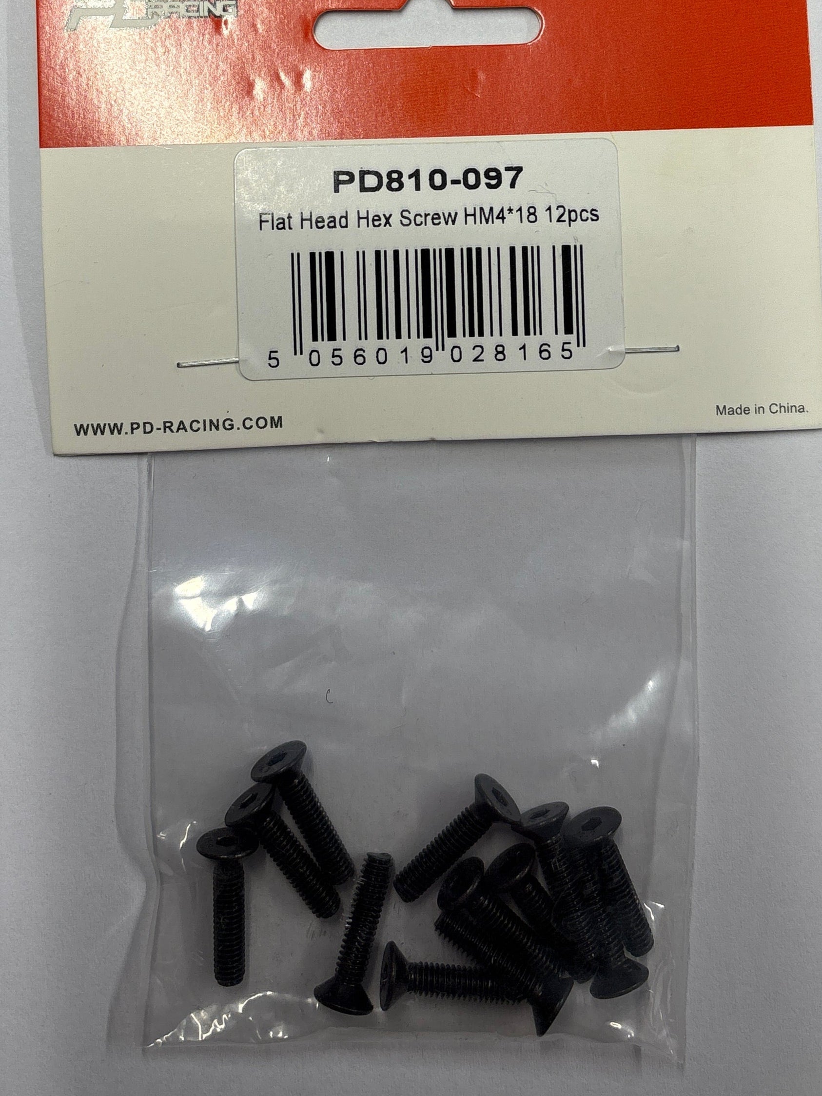 PD RACING SPARES - 1/10TH TK10 & TR10 - Flat Head Hex Screw HM4*18 12pcs - PD810-097
