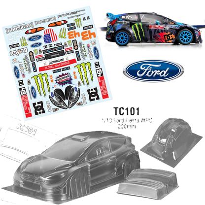 TAMIYA - (210mm) Monster Ford Fiesta WRC Body Set in Clear Lexan - For 1/10 M-Chassis MTC (W-170mm x Wheelbase-210mm)