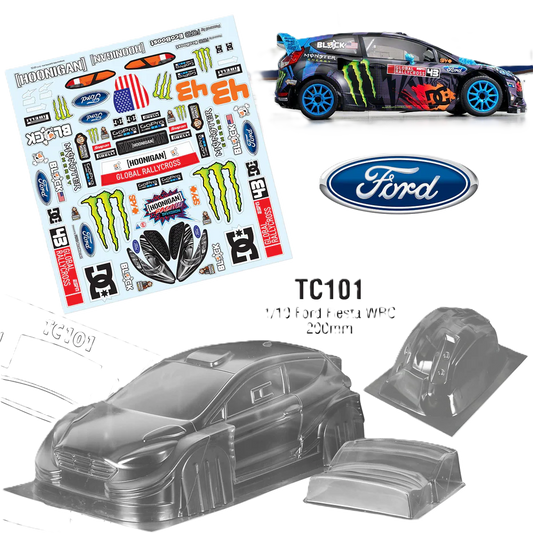 TAMIYA - (210mm) Monster Ford Fiesta WRC Body Set in Clear Lexan - For 1/10 M-Chassis MTC (W-170mm x Wheelbase-210mm)