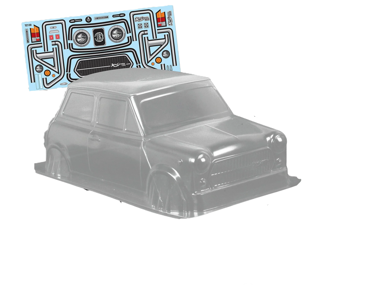 1/10 190mm Wide RC Touring Car Body Shell - (XL 1/10) Clear Lexan - Rover Mini Cooper Body Shell (258mm Wheelbase / 190mm Wide) - everything in photo included) Not M-Chassis - Fits TT01 / TT02