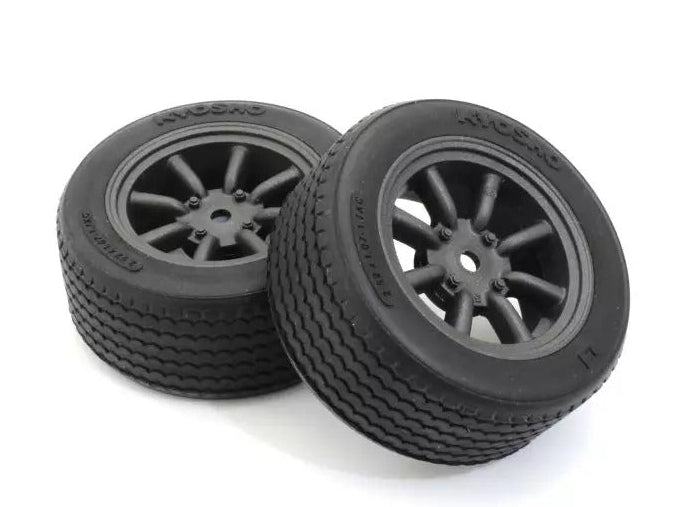 Kyosho - 1/10 Fazer FZ02 Pre-Glued TC Car Tyres M8S Watanabe Wheel (2) - K.FATH706BKMB WHEELS & TYRES