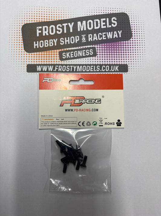 PD RACING SPARES - 1/10TH TK10 & TR10 - Flat Head Hex ScrewHM4*12 12PCS